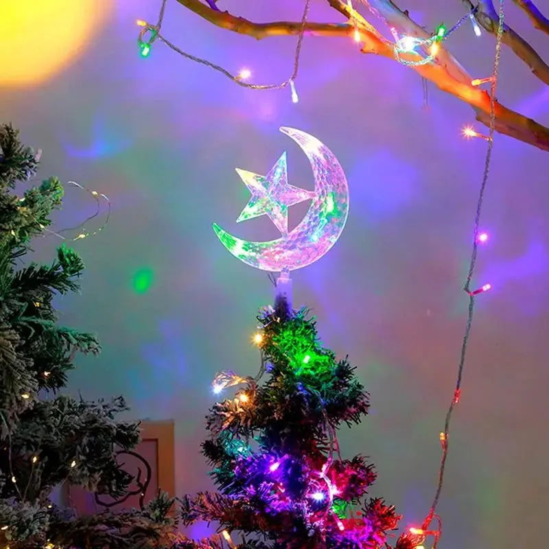 Lâmpada LED Lua e Estrela para Decoração de Árvore de Natal