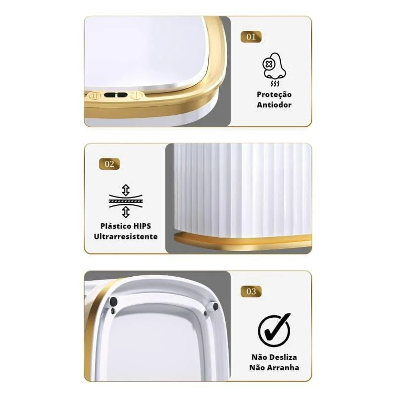 Lixeira Automática Oval 9L com Sensor para Banheiro e Cozinha