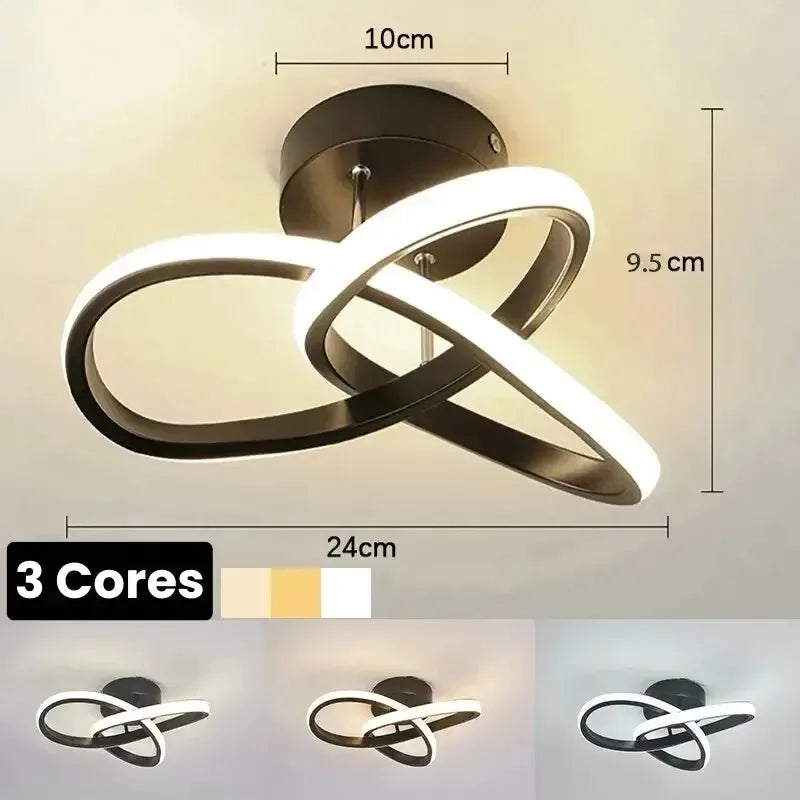 Lustre LED de Teto com 3 Cores para Quarto e Sala de Jantar - Iluminação Moderna