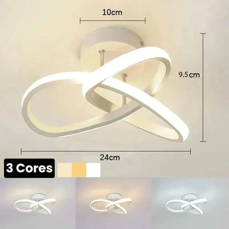 Lustre LED de Teto com 3 Cores para Quarto e Sala de Jantar - Iluminação Moderna