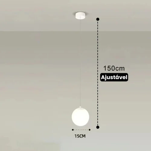 Lustre Pendente de Vidro com LED para Sala e Quarto - Iluminação Moderna