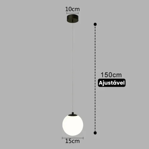 Lustre Pendente de Vidro com LED para Sala e Quarto - Iluminação Moderna