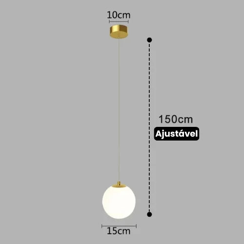 Lustre Pendente de Vidro com LED para Sala e Quarto - Iluminação Moderna