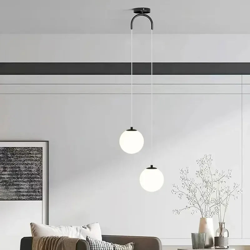 Lustre Pendente de Vidro com LED para Sala e Quarto - Iluminação Moderna