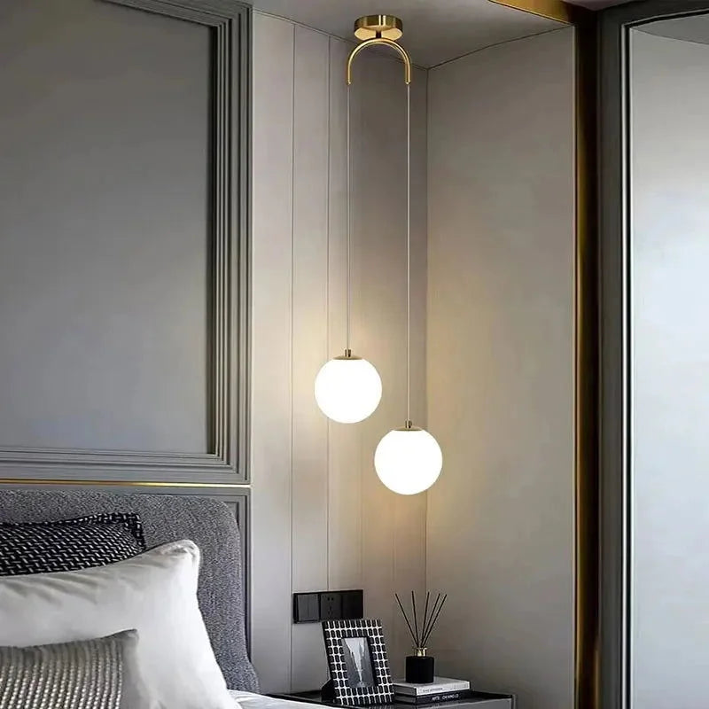 Lustre Pendente de Vidro com LED para Sala e Quarto - Iluminação Moderna