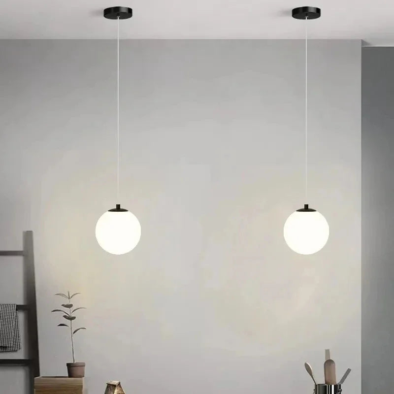 Lustre Pendente de Vidro com LED para Sala e Quarto - Iluminação Moderna