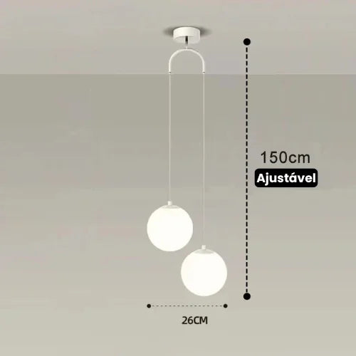 Lustre Pendente de Vidro com LED para Sala e Quarto - Iluminação Moderna