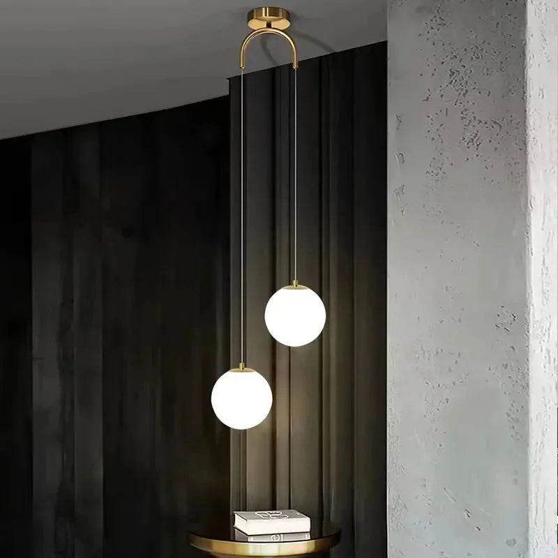 Lustre Pendente de Vidro com LED para Sala e Quarto - Iluminação Moderna