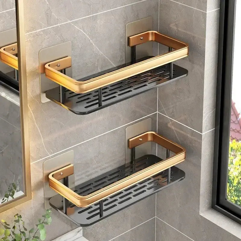 Organizador de Banheiro em Alumínio Sem Furar para Shampoo e Toalhas - Praticidade e Estilo