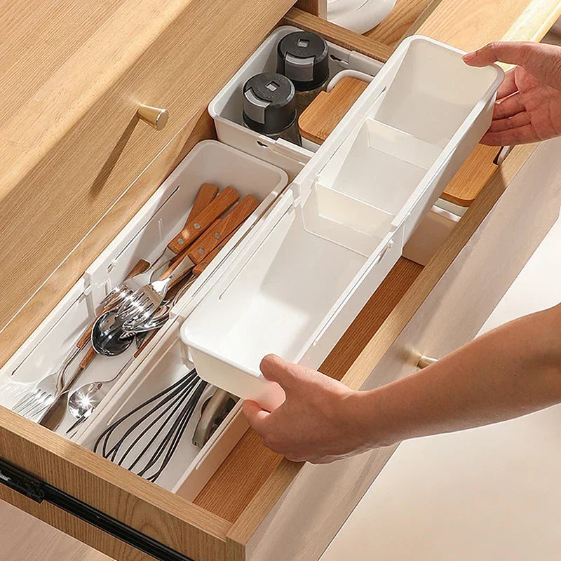 Organizador Multiuso Retrátil para Gaveta de Cozinha e Escritório
