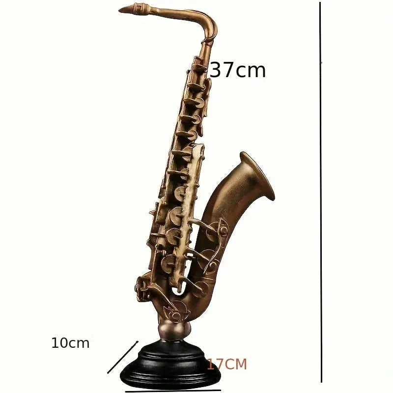 Ornamento Decorativo de Resina Violino e Saxofone Dourado