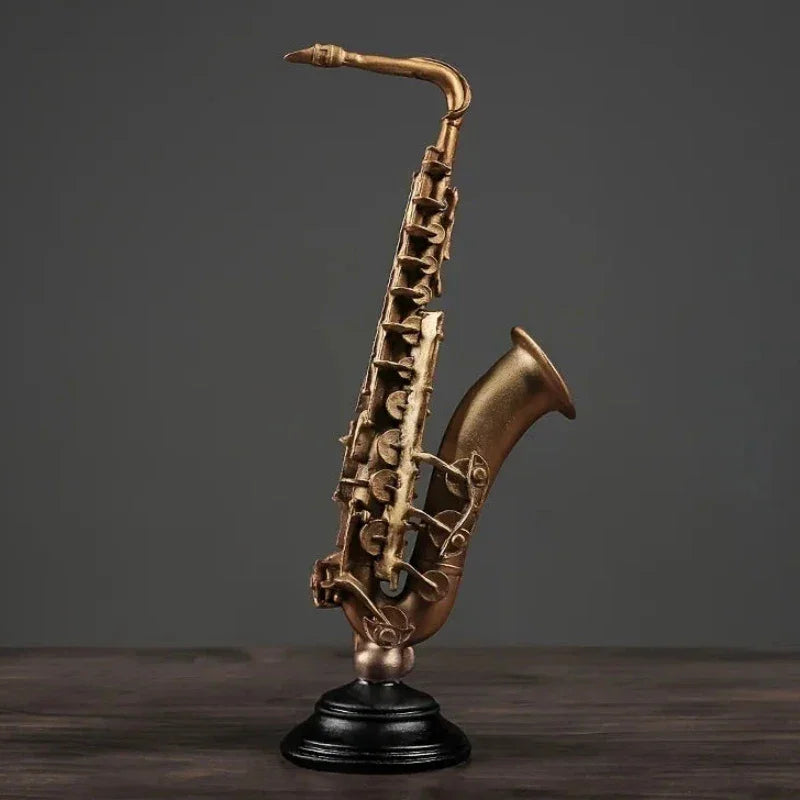 Ornamento Decorativo de Resina Violino e Saxofone Dourado