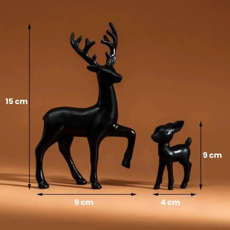 Par de Esculturas de Rena em Resina para Decoração Natalina