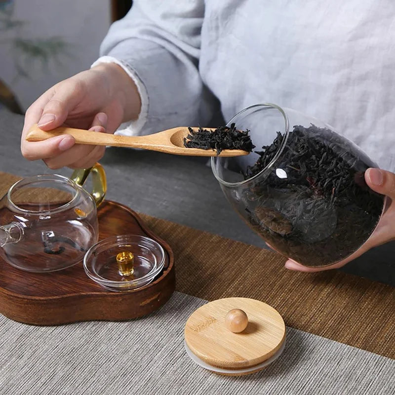 Pote de Vidro Borossilicato com Tampa Hermética de Madeira - Ideal para Armazenamento de Alimentos