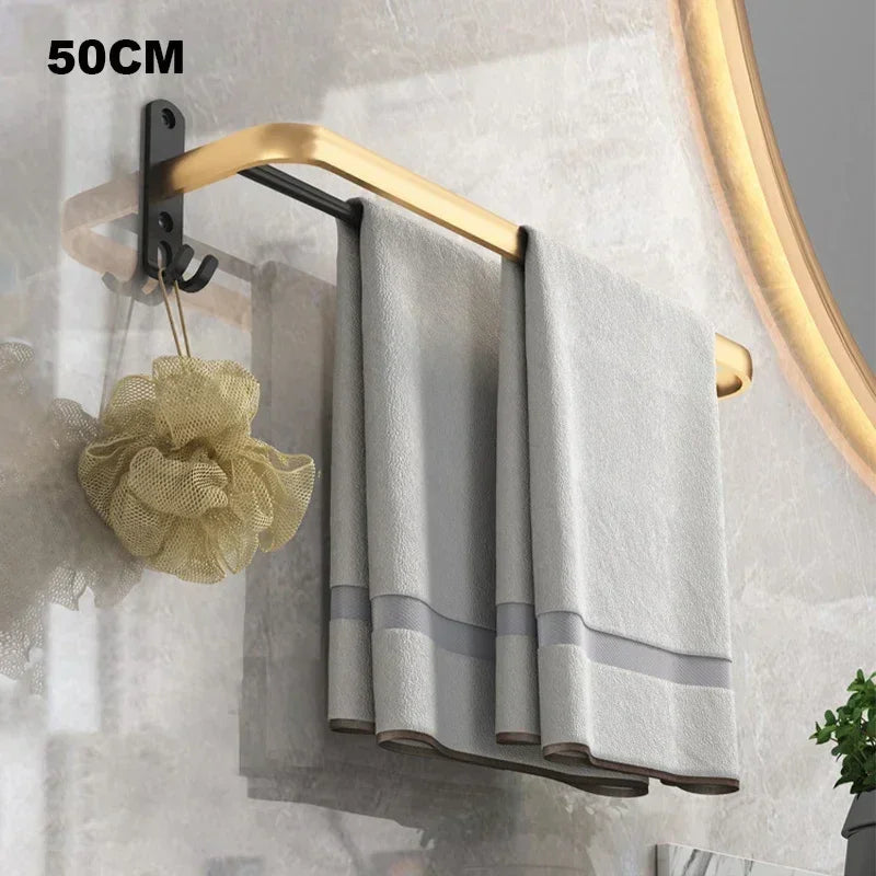 Prateleira de Banheiro em Alumínio com Ganchos e Suporte para Papel Higiênico