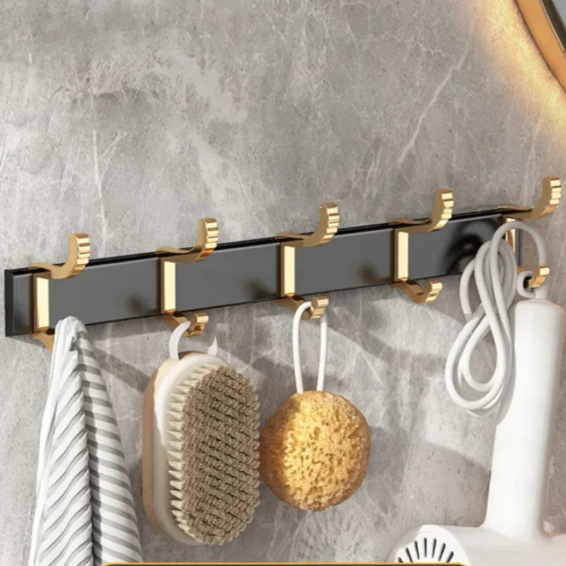 Prateleira de Banheiro em Alumínio com Ganchos e Suporte para Papel Higiênico