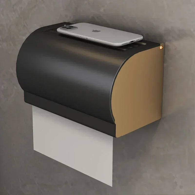 Prateleira de Banheiro em Alumínio com Ganchos e Suporte para Papel Higiênico