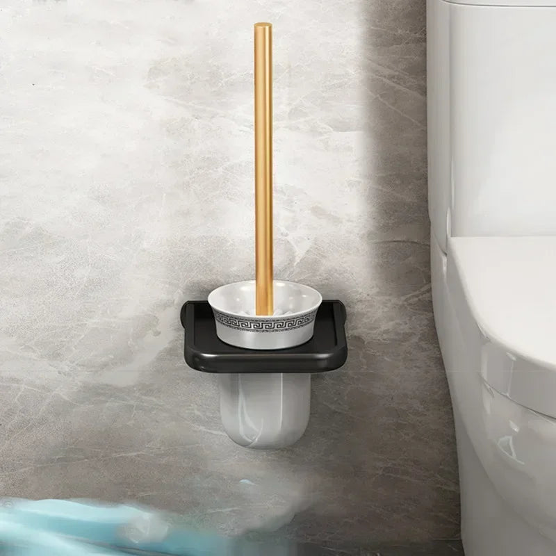 Prateleira de Banheiro em Alumínio com Ganchos e Suporte para Papel Higiênico