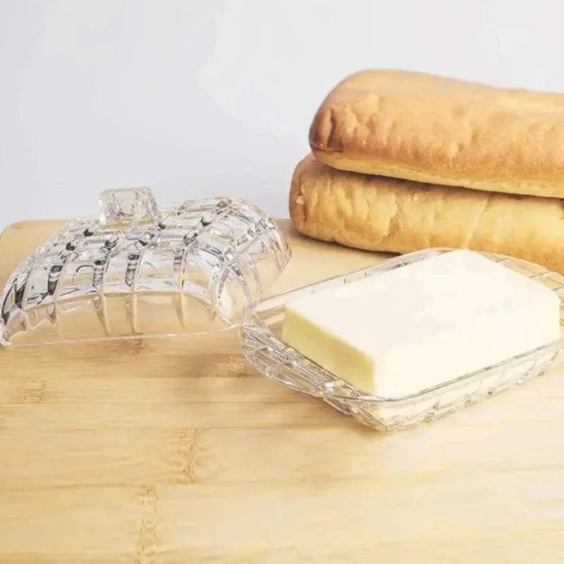 Prato de Luxo em Vidro Transparente para Queijo e Manteiga - Ideal para Servir