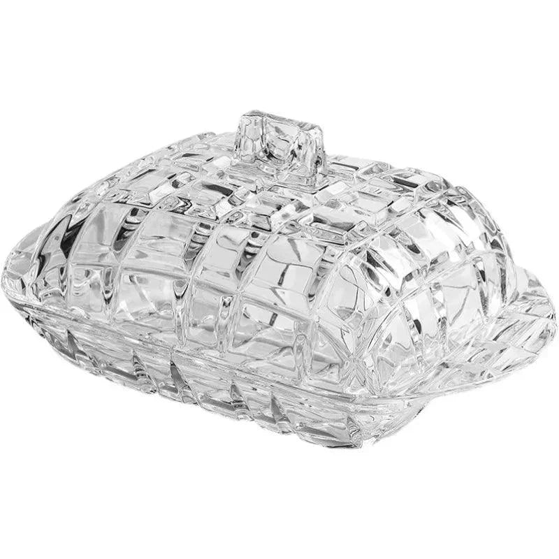 Prato de Luxo em Vidro Transparente para Queijo e Manteiga - Ideal para Servir