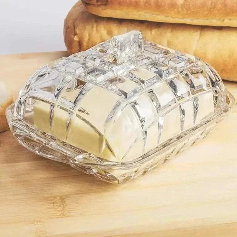 Prato de Luxo em Vidro Transparente para Queijo e Manteiga - Ideal para Servir