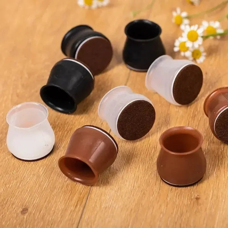 Protetor de Pés de Cadeira e Mesa em Silicone com Feltro Antiderrapante - Antiderrapante e Protetor de Piso