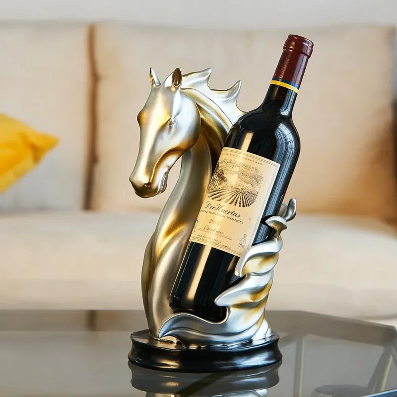 Suporte Decorativo para Vinho em Resina de Luxo - Cavalo