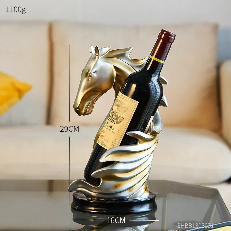 Suporte Decorativo para Vinho em Resina de Luxo - Cavalo