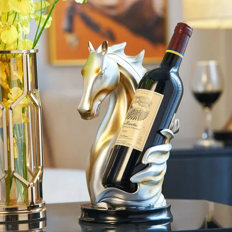 Suporte Decorativo para Vinho em Resina de Luxo - Cavalo