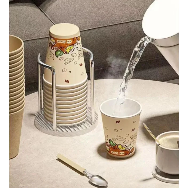 Suporte Organizador para Copos Descartáveis em Aço Inox e Acrílico