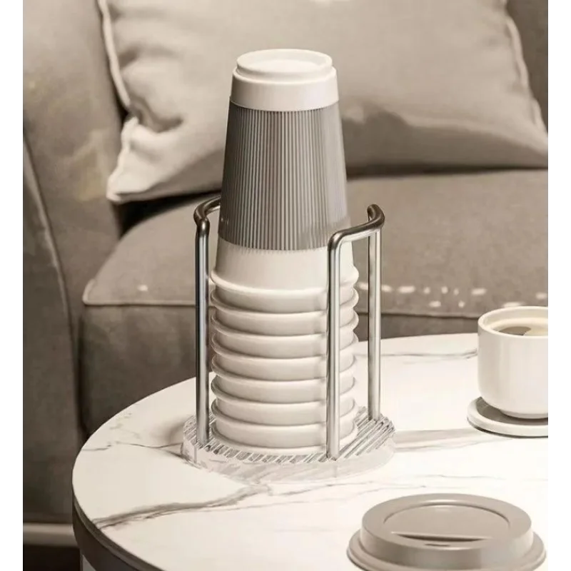 Suporte Organizador para Copos Descartáveis em Aço Inox e Acrílico