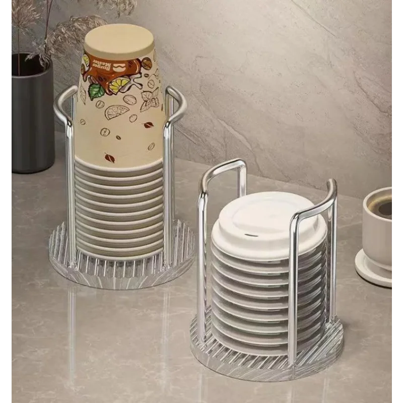 Suporte Organizador para Copos Descartáveis em Aço Inox e Acrílico