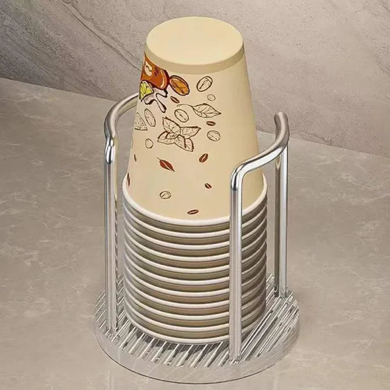 Suporte Organizador para Copos Descartáveis em Aço Inox e Acrílico