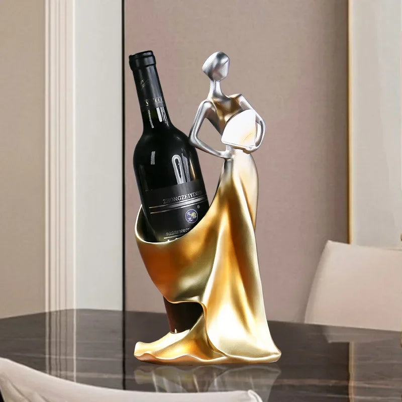 Suporte para Vinho Escultura Feminina em Resina Moderna - Decoração de Bar