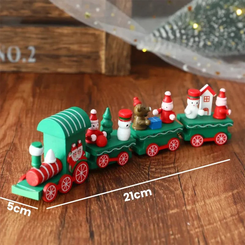 Trenzinho de Madeira Vermelho Natalino para Decoração de Mesa de Festa