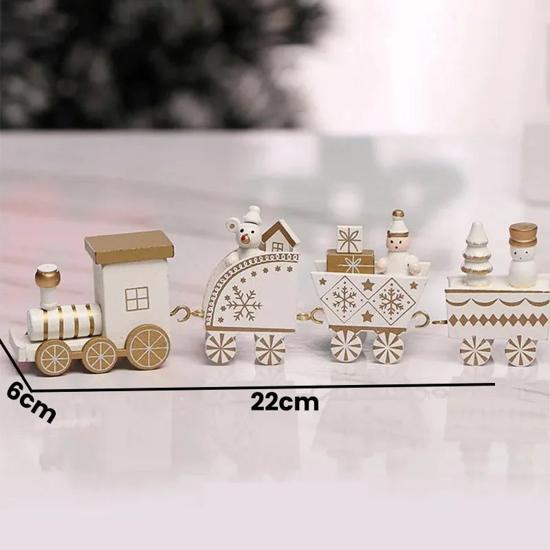 Trenzinho de Madeira Vermelho Natalino para Decoração de Mesa de Festa