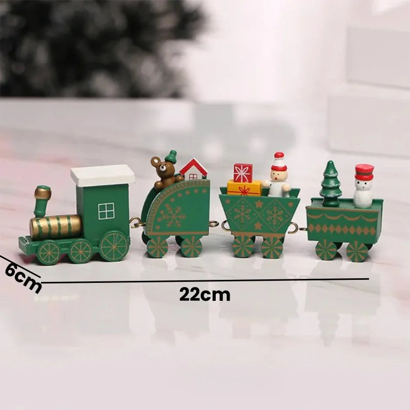 Trenzinho de Madeira Vermelho Natalino para Decoração de Mesa de Festa