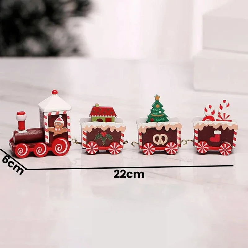 Trenzinho de Madeira Vermelho Natalino para Decoração de Mesa de Festa