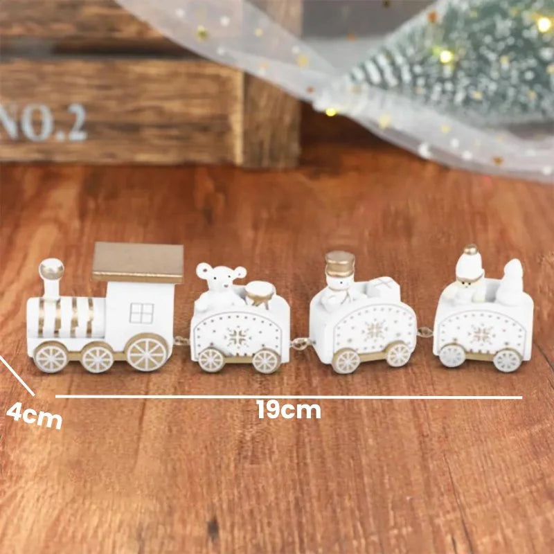 Trenzinho de Madeira Vermelho Natalino para Decoração de Mesa de Festa