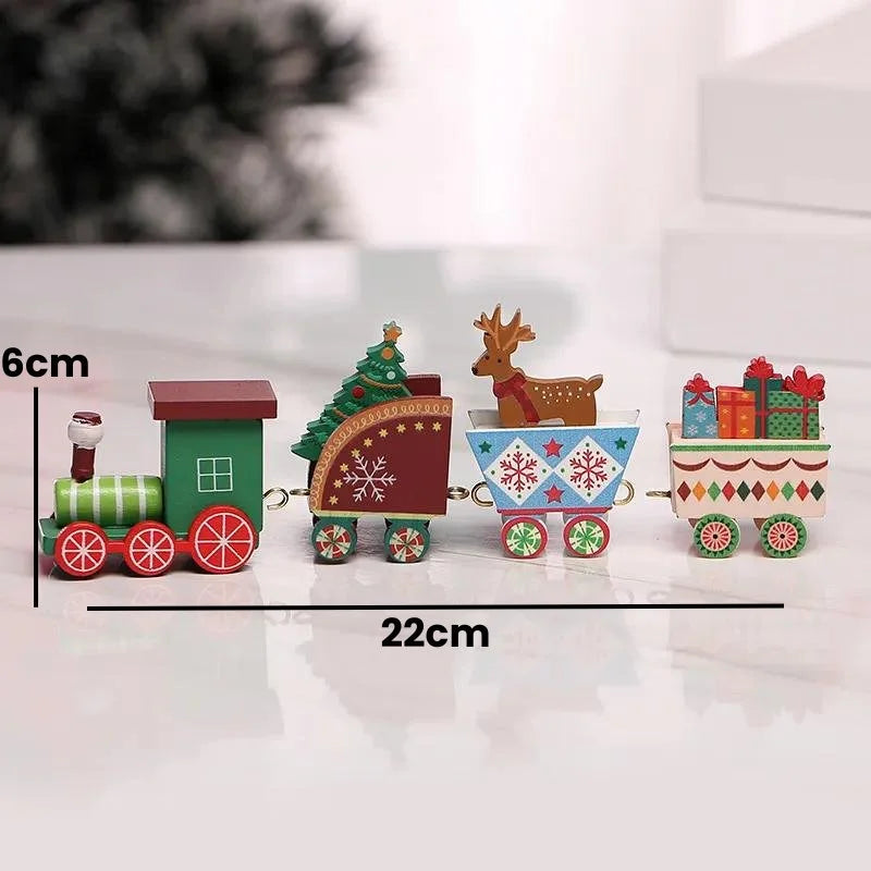 Trenzinho de Madeira Vermelho Natalino para Decoração de Mesa de Festa