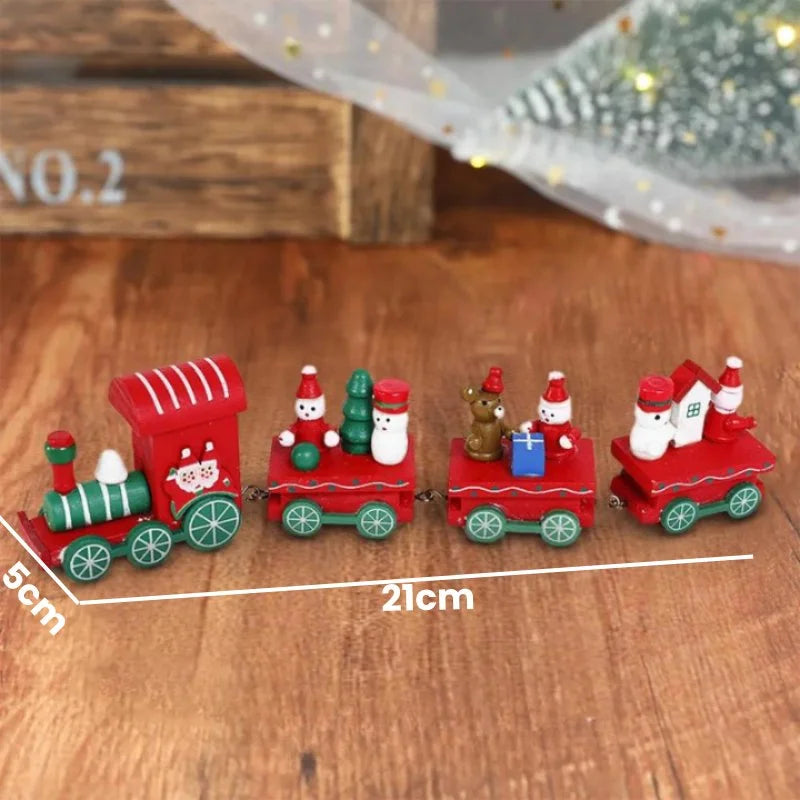 Trenzinho de Madeira Vermelho Natalino para Decoração de Mesa de Festa