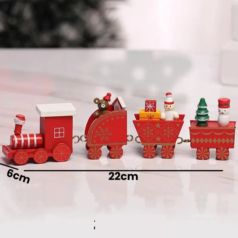 Trenzinho de Madeira Vermelho Natalino para Decoração de Mesa de Festa