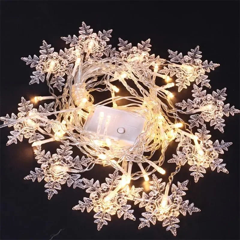 Varal de Luzes LED Flocos de Neve com 8 Modos de Iluminação Decorativa