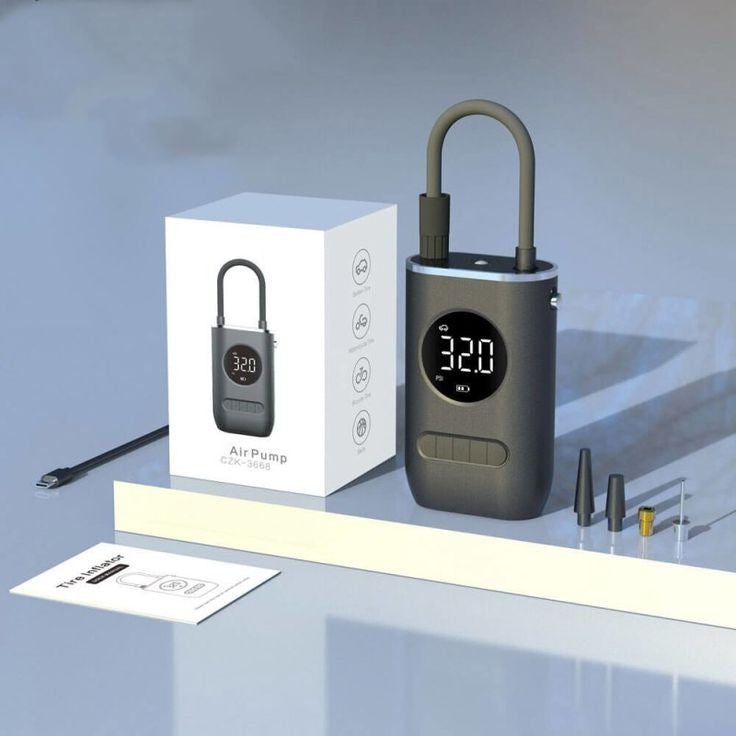 Mini Compressor de Ar Portátil Recarregável Digital USB com Calibrador de Pneus
