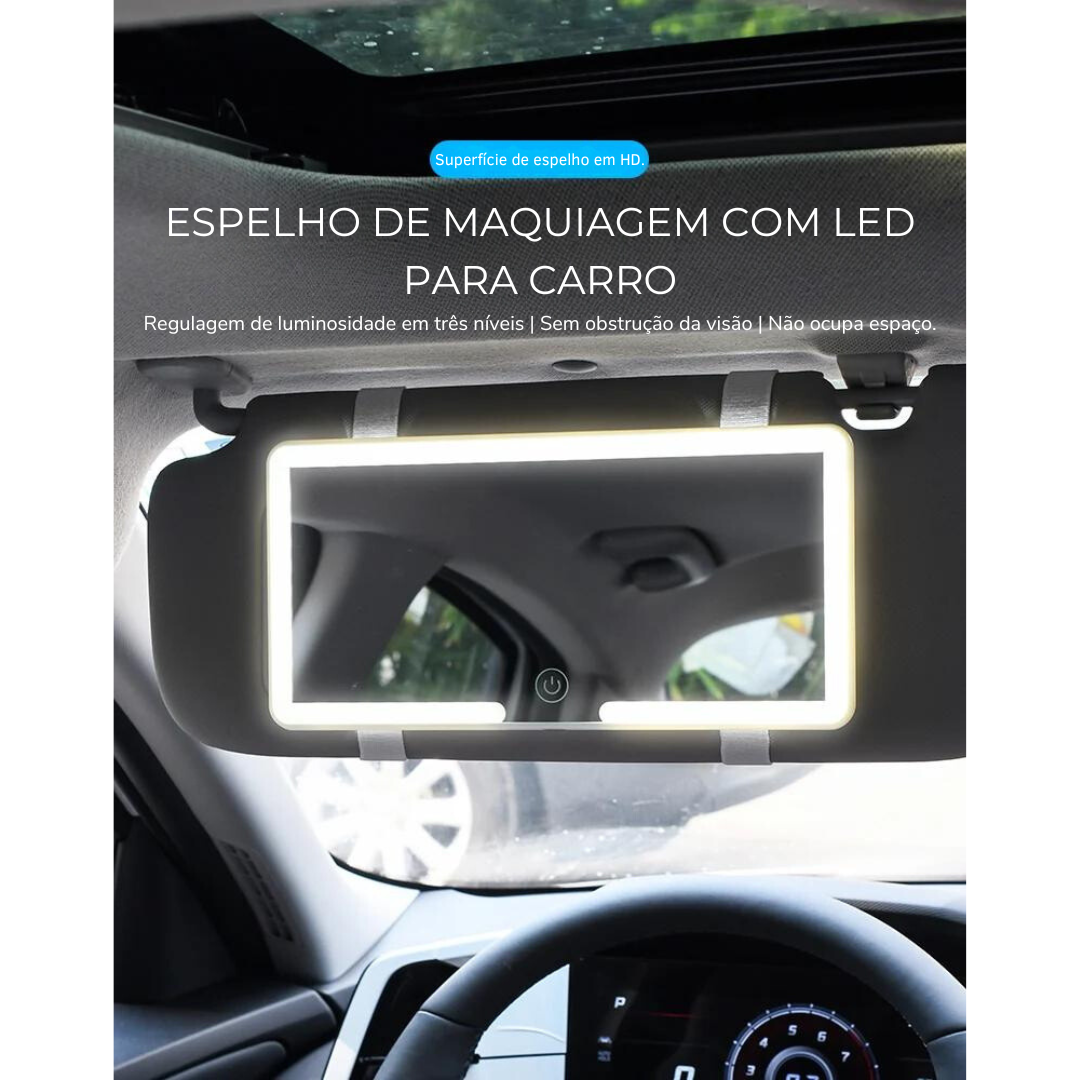 Espelho de LED portátil para maquiagem no carro - Makeup Mirror