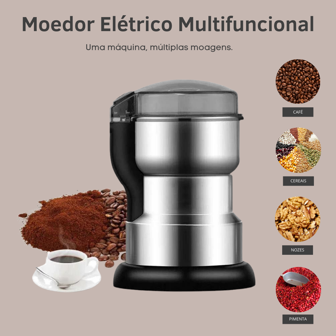 Moedor Elétrico Multifuncional para Café, Cereais, Nozes, Especiarias e Outros Grãos