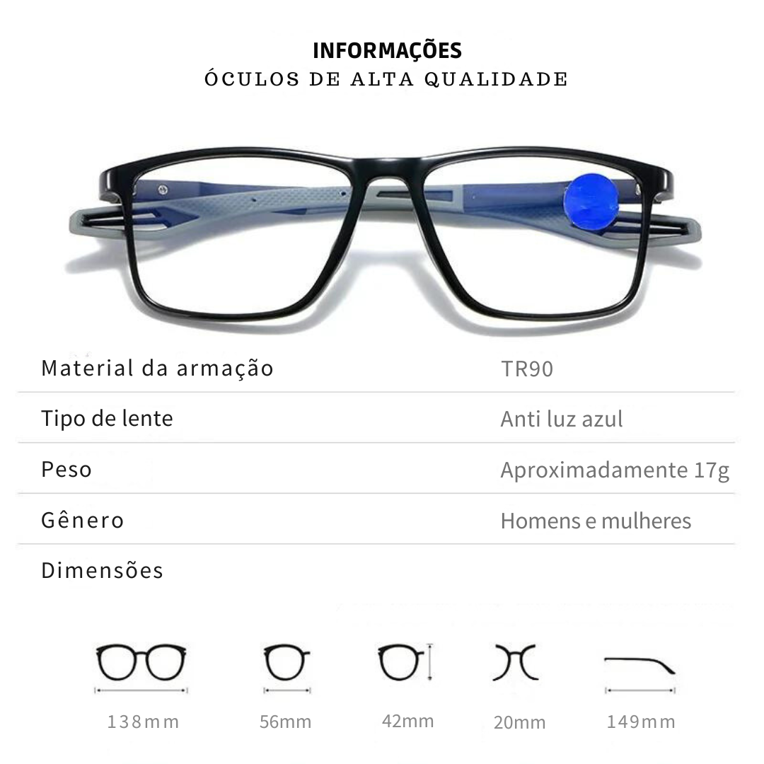 Óculos de grau masculino ultra leve com anti luz azul -  EYEWEAR