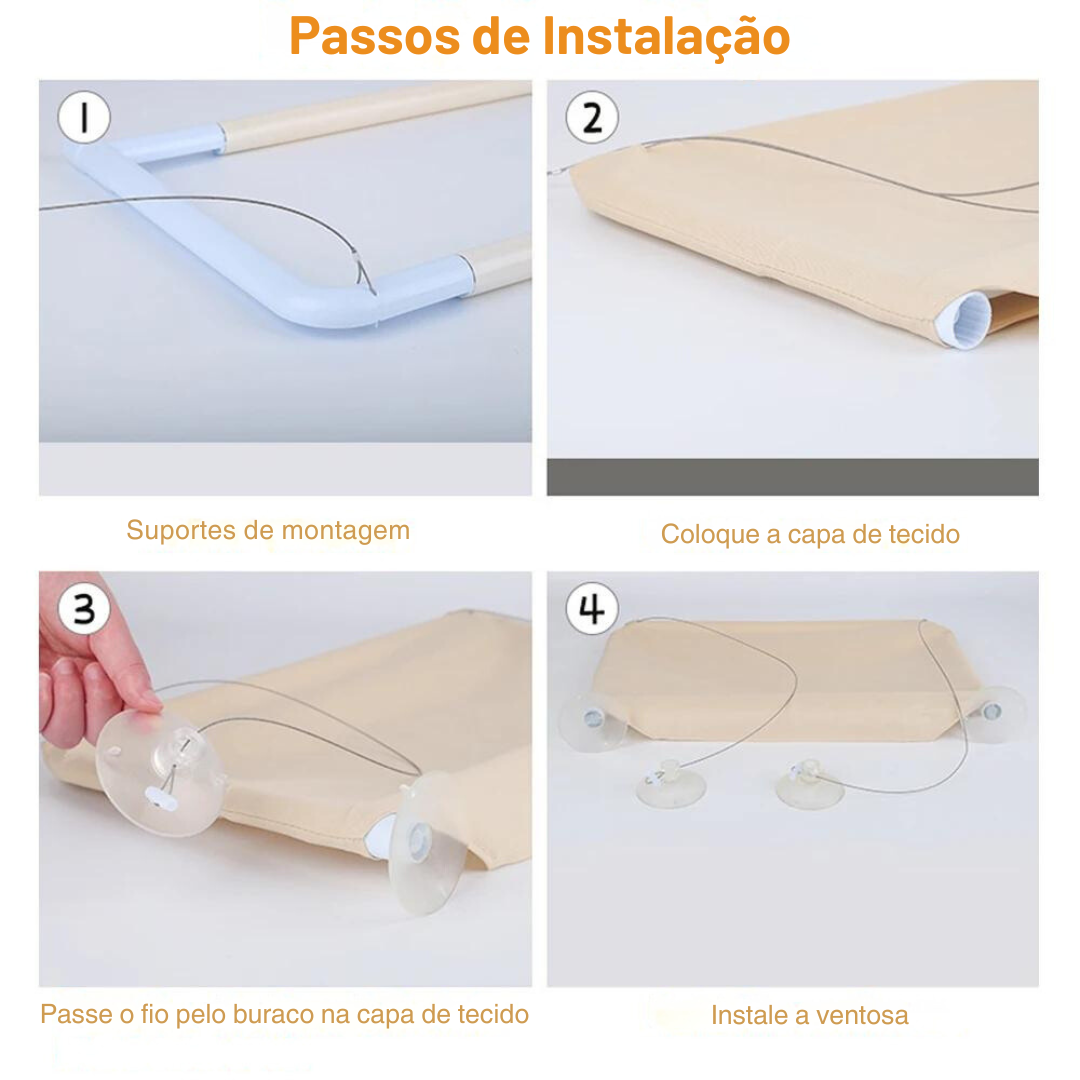 Cama para gatos suspensa na janela com ventosa