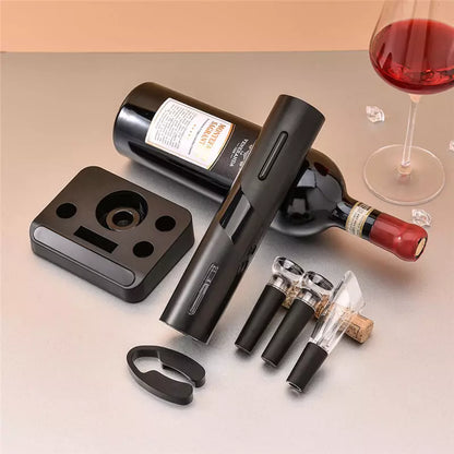 Abridor de Vinho Elétrico Recarregável com Acessórios - Kit Completo para Vinho