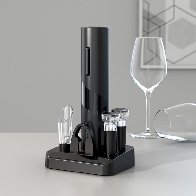 Abridor de Vinho Elétrico Recarregável com Acessórios - Kit Completo para Vinho